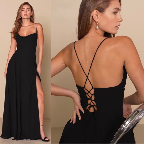 Lulus Dresses & Skirts - NWT LULUS Chiffon‎ Draped Neck Lace Up Corset Back Formal Wedding Guest Dress XL